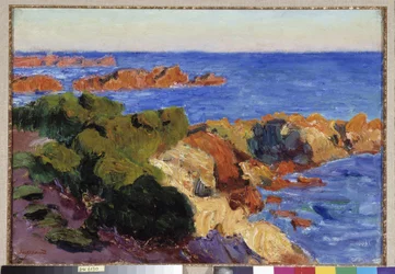 De røde steinene ved Agay Painting av Rene Seyssaud (1867-1952) 1901 Regards de Provence Foundation, Marseille