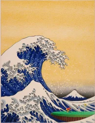 HOKUSAI-Golf, 2021, Fargeblyanttegning på papir