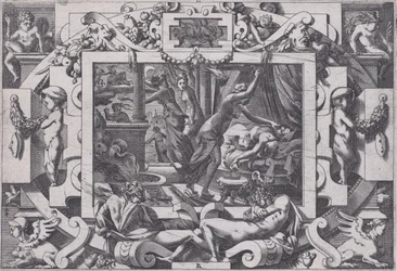 Pelias drept av sine døtre, hvis medlidenhet de tar motet hans blod til å tømme innen v..., 1563.