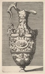 Vase med en elvegud i en oval medaljong, 1600-tallet.