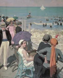 Badetid i Cabourg (olje på lerret)