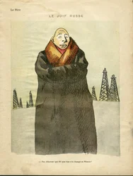 Illustrasjon av Hermann-Paul (1864-1940) i Le Lire, ca. 1935 - Den russiske jøden - antisemittisme, petroleum - jøde