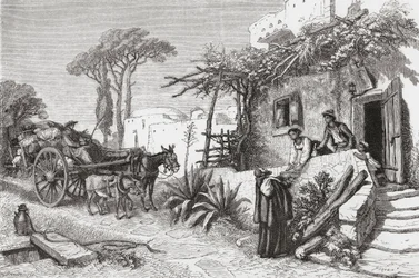 Tiggmunker nær Napoli, Italia på slutten av 1800-tallet. Fra Italian Pictures av pastor Samuel Manning, utgitt ca. 1890.