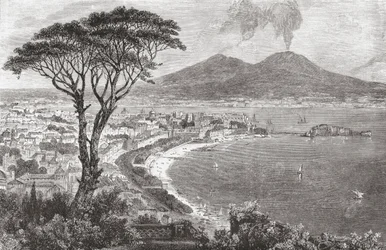 Napoli og Vesuv, Italia på slutten av 1800-tallet. Fra Italian Pictures av pastor Samuel Manning, utgitt ca. 1890.