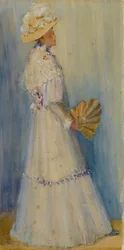 Lady with a Fan, slutten av 1800-begynnelsen av 1900-tallet.