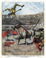 Torero JOSE CLARO PEPETEs død i Murcia 7. september 1910. Illustrasjon av Salvadori for Domenica del Corriere 18. september