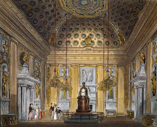 Kuppelrom, gravering av Thomas Sutherland (1785-1838), Basert på design av Richard Cattermole (1795-1858), Fra The History of the Royal Residences