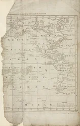 Kart over Cooks reiser, ca 1780