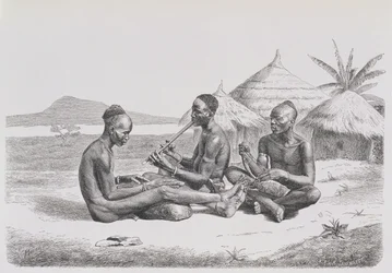 Shuli, en svart mann som spiller musikk, fra «Menneskehetens historie», bind III, av professor Friedrich Ratzel, 1898