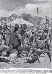 Bjørn som lokker i saksisk tid, fra 'Hutchison's Story of the British Nation', ca. 1920