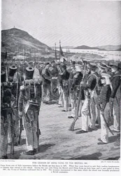 Overdragelsen av Hong Kong til britene, 1841, illustrasjon fra 