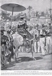 Overgivelsen av Rangoon til britene, 1824, illustrasjon fra 