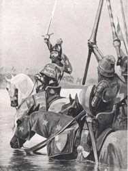 Edward III krysser Somme før slaget ved Crecy, illustrasjon fra 