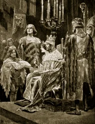 Kroningen av Edvard II, 1308, illustrasjon fra «Hutchinsons fortelling om den britiske nasjonen», ca. 1920