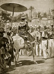 Overgivelsen av Rangoon til britene, 1824, illustrasjon fra 