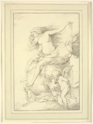 Allegory of Fortune på en globus omgitt av putti