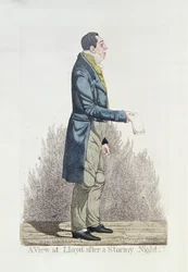 View at Lloyds after a Stormy Night, 1824 (farget etsning)