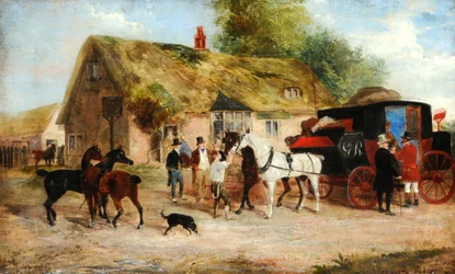 Scene av vogn, ca. 1875 (olje på lerret)