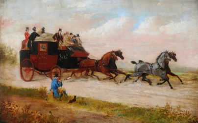 Leeds Royal Mail Coach, ca. 1875 (olje på lerret)