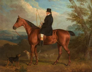 Pastor W. Parker på en Bay Hunter med Hounds (bord)