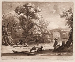 Liber Veritatis: No. 39, A Landscape with Herdsman Playing a Sekkepipe og Goats Browsing, 1774.