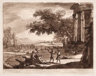 Liber Veritatis: nr. 55, Et landskap med et tempel og en nymfe og satyrdans