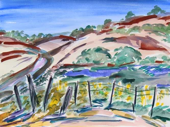 Dry Hills, Nord-California, 2021 (akvarell på papir)