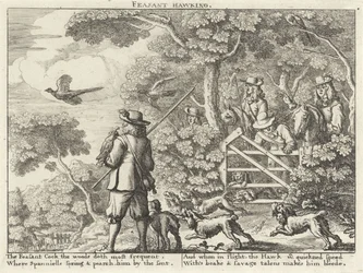 Valkenjacht op fazanten Feasant Hawking (tittel på objekt) Jachtpartijen (serietittel) Severall Wayes of Hunting, Hawking og Fishing, Ifølge den engelske måten (serietittel)