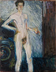 Naken selvportrett med palett - Gerstl, Richard (1883-1908) - 1908 - Olje på lerret - 139,3x100 - Leopold Museum, Wien