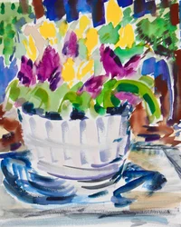 Flowers in a Barrel, 2021 (akvarell på papir)