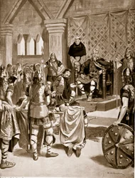 Trofeer fra Charlemagne overrakt til Offa av Mercia, 786 f.Kr., illustrasjon fra 