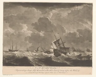 Marineskip på høye bølger A Hard Gale (tittel på objekt)