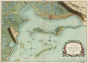 Et korrekt utkast til havnene i Port Royal og Kingston, med nøklene og stimene ved siden av osv. fra en sen nøyaktig undersøkelse, av Mr. Richd Jones, ingeniør.