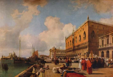 Venezia: Ducal Palace with a Religious Procession, c1828