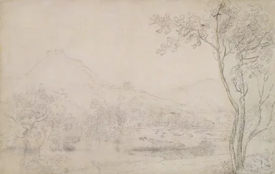 Castell Dinas Bran, Wales (grafitt og svart kritt på papir)