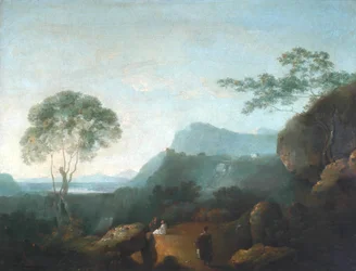 Landskap med figurer (olje på lerret)