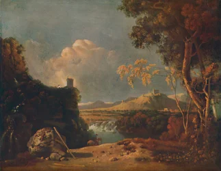 Den hvite munken - IV italiensk landskap, med hvit munk, c1752