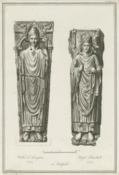 Lichfield Cathedral - Effigies of Walter de Langton and Hugh de Patteshull: gravering, nd [1748-1817] (trykk)
