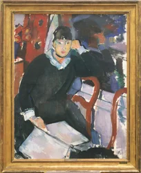 Sittende kvinne ved vinduet eller portrett av Nel Deurinckx, kunstnerens kone