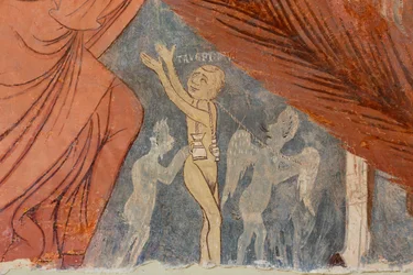 Dommedag, detalj, quot;Kjetternequot;, 1200-tallet (ferskt)