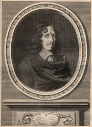 Portrett av Jean Chapelain (1595-1674), fransk poet - Gravering - Jean Chapelain (1595-1674) Fransk poet og litteraturkritiker - Gravering av Nanteuuil et grave par Peulot.