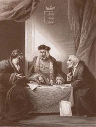 Henry VII med Empson og Dudley, gravert av A.H. Payne (litho)