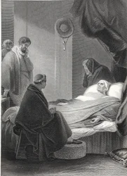 Kardinal Wolseys død, gravert av A.H. Payne (litho)
