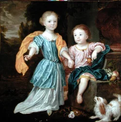 Portrett av en ung jente og gutt, sies å være barna til Sir William Reynolds Lloyd