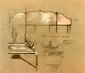 Design for a sofa, 1777, 1946.    1164828   no       norwegian Successfully Translated  Original: Ruïne van de thermen van Caracalla Romeinse ruïnes (serie 2) (series title) Translat: Ruïne van de thermen van Caracalla Romeinse ruïnes (serie 2) (series tit