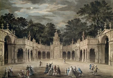 The Illuminations at Buckingham House for kong George IIIs fødselsdag, 4. juni 1783 (penn og wc)
