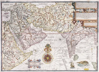 Et kart over Øst-Afrika, Arabia og India, 1598