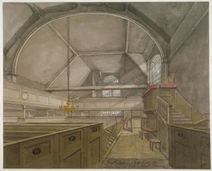 Interiør av kapellet i Church of St Bartholomew-the-Great, Smithfield, City of London, 1818