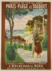 Plakatreklame Paris-Plage le Touquet, Pas de Calais, ca. 1910 (litho-farge)