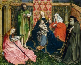 Madonna med barn og hellige i en Hortus-konklusus. Rundt 1440/60
